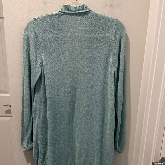 J.Jill Women's Light Green Open Front Long Line Cardigan size Medium Petite - Picture 4 of 8